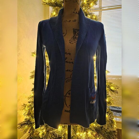 Hollister Y2K S Blue Open Front Ribbed Knit Cardigan Sweater - Picture 2 of 3